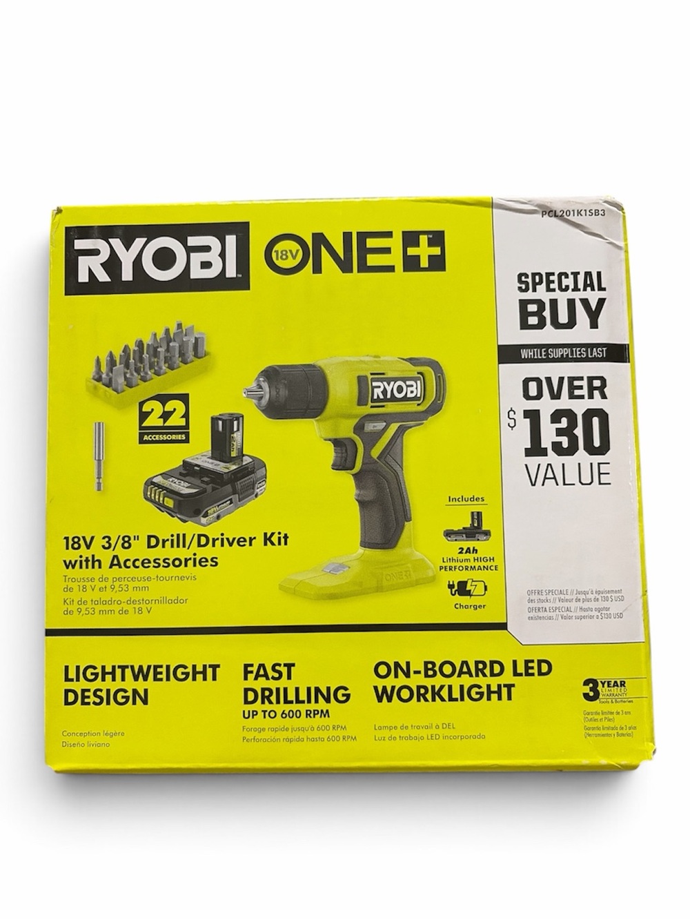 Ryobi ONE+ 18V 3/8" Drill/Driver Kit